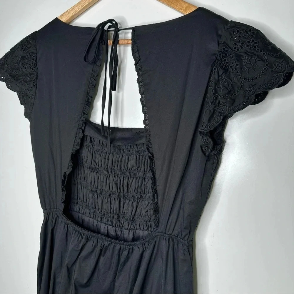 Jason Wu Black Open Back Eyelet Smocked Maxi Dress Size Large — image 8 of 8